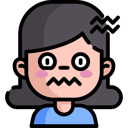 Nervous sad headache woman icon