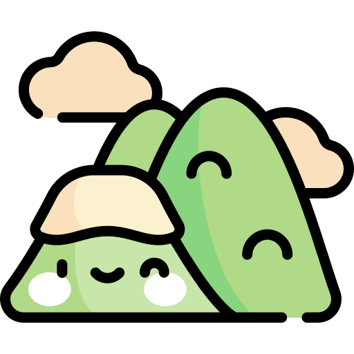 Mountain jungle landscape scene icon