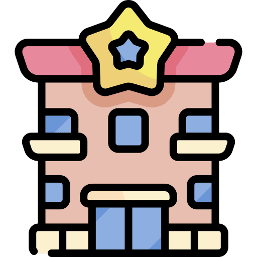 Hotel architecture and city lodging hotel icon