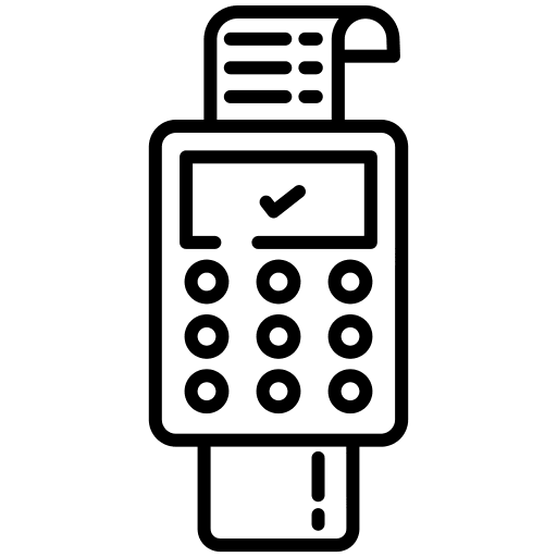 Payment terminal pay debit card credit card icon