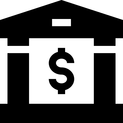 Bank treasury architecture and city bank account icon