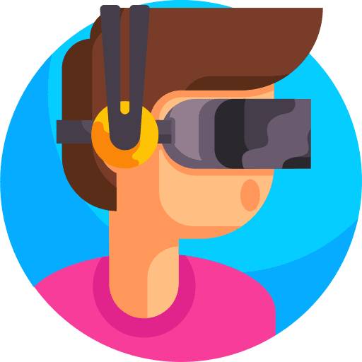 Augmented reality headphones virtual reality man icon