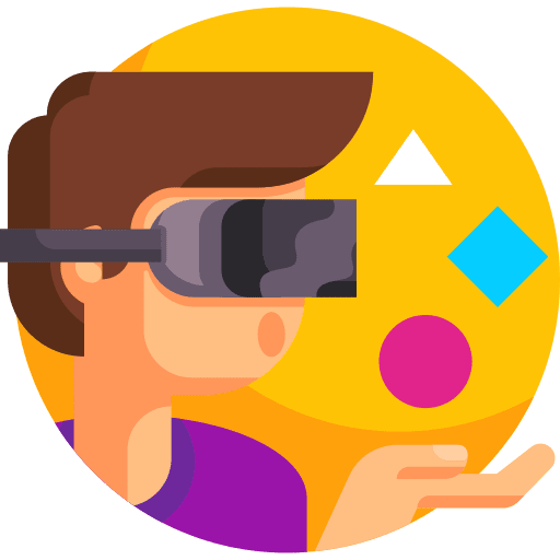 Augmented reality virtual reality man ar glasses icon