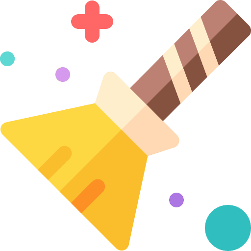 Magic broom fly witchcraft magical icon