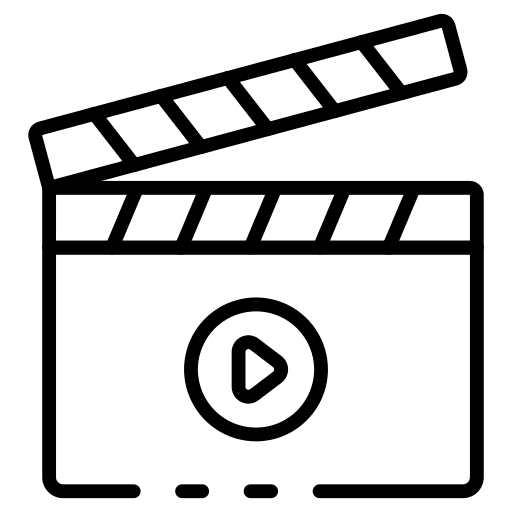 Clapperboard film cinema video player icon