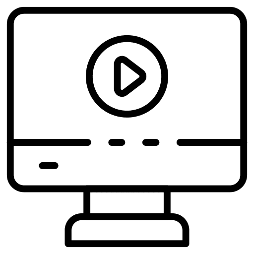 Monitor screen play button music and multimedia monitor screen icon