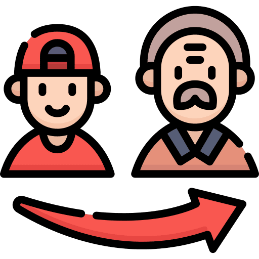 Growing up old growing up mature icon