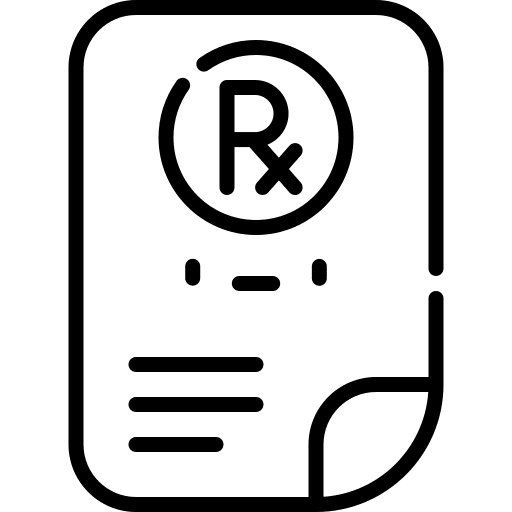Rx healthcare and medical rx note icon