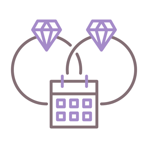 Anniversary rings calendar time and date icon