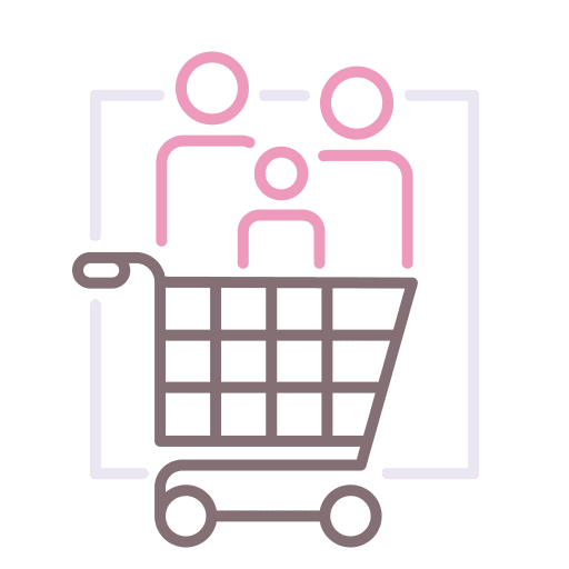 Family shop purchase commerce and shopping icon
