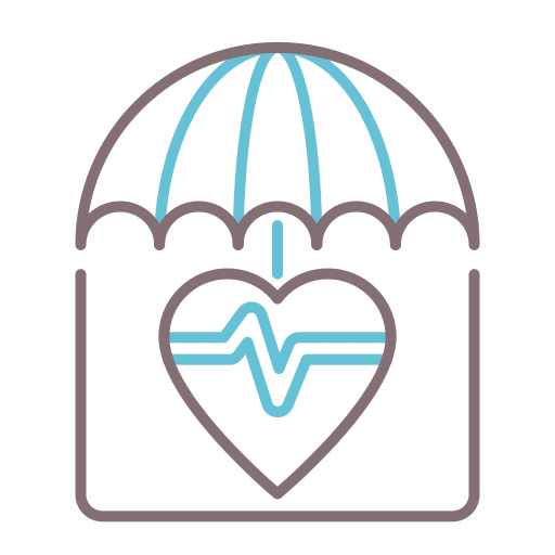 Life insurance umbrella heart protection icon