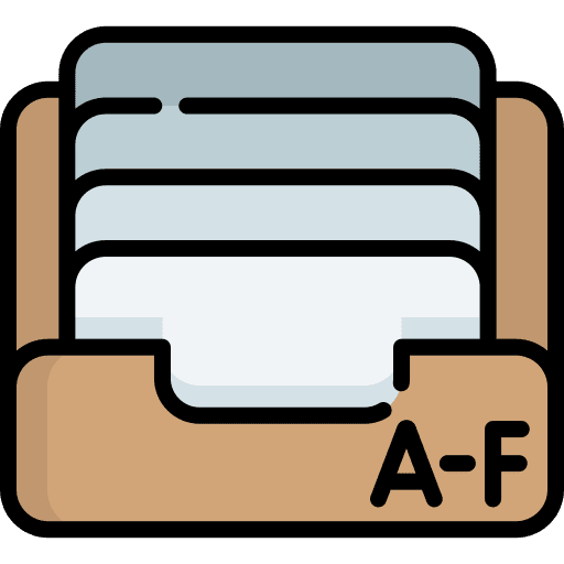 Archives alphabetically document office material icon