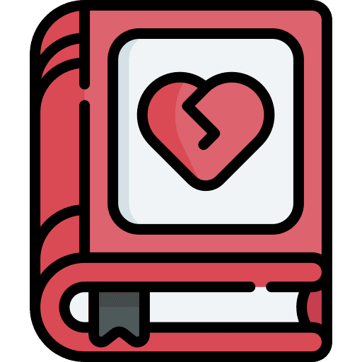 Romance education story read icon