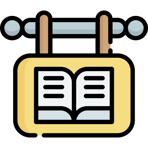 Signboard reading place signaling icon