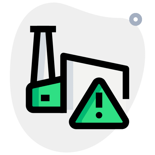 Warning sign factory building chimney icon