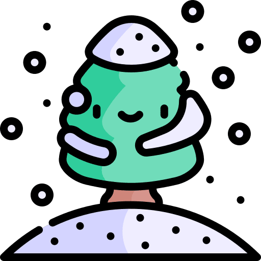 Pine tree snow winter nature icon