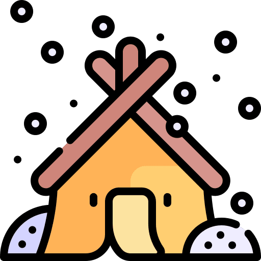 Tent winter trees camping icon