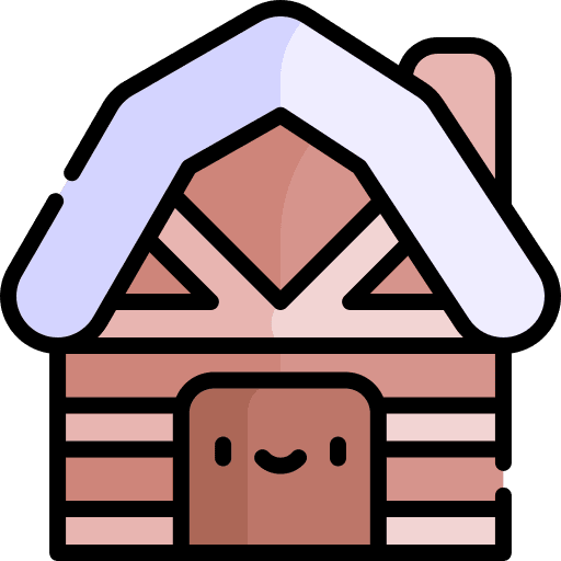 Wooden house cottage snow home icon