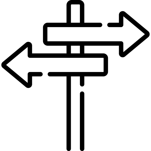 Direction road sign signaling direction icon