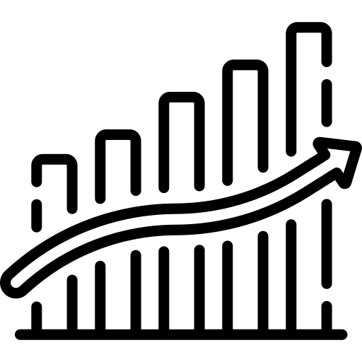 Growth business and finance up arrow analysis icon