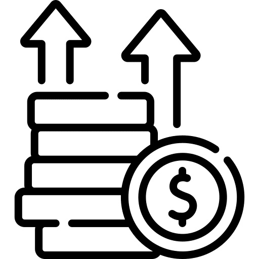 Profit up arrow business and finance cash icon