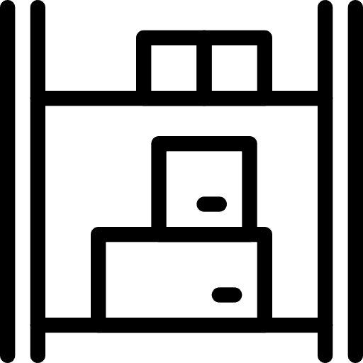 Rack storage shelves shipping and delivery icon