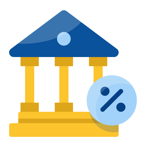 Bank building deposit percentage icon