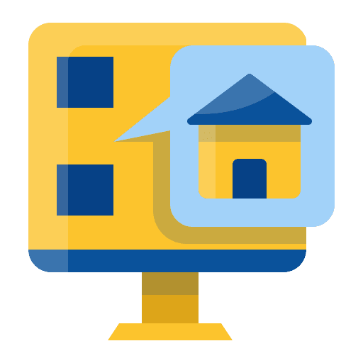 Online marketing computer online marketing building icon