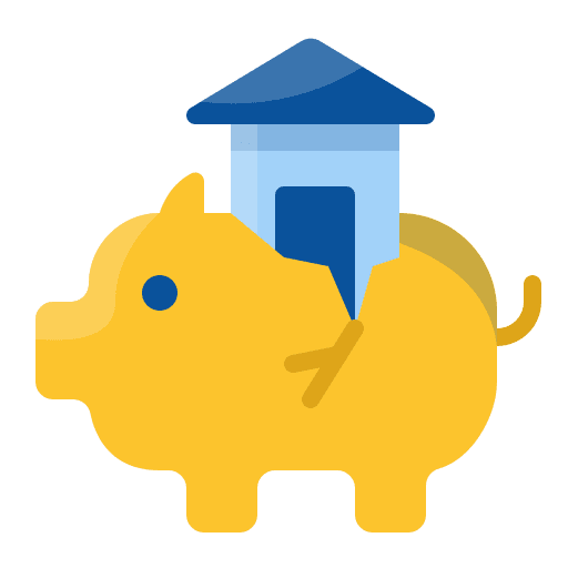 Piggy bank mortgage loan financial buildings icon