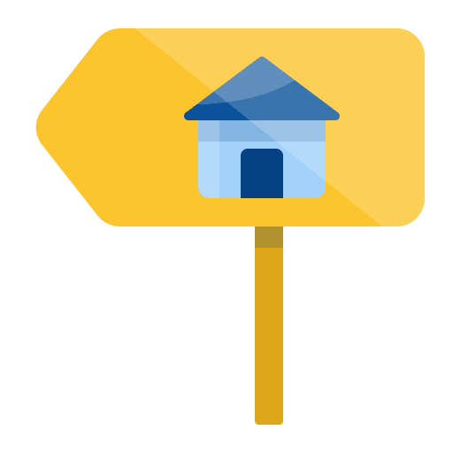 Direction sign real estate signaling home icon