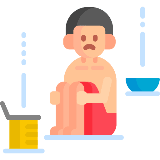 Malnutrition man starvation black hair icon