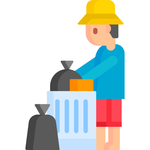 Searching man garbage poverty icon