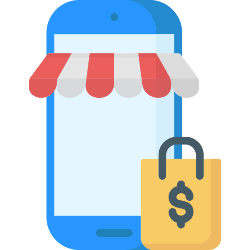 Online shop online shopping phone commerce and shopping icon