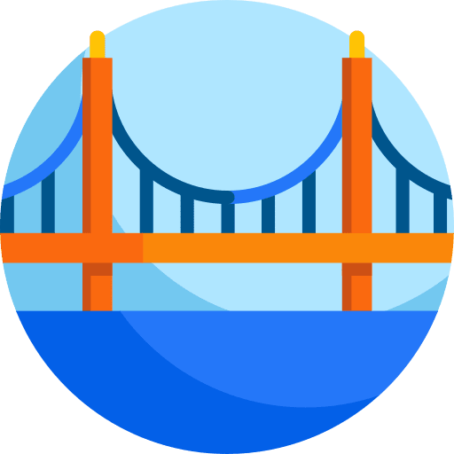 Bridge architecture and city bridge building icon