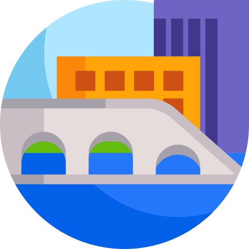 Bridge structure building river icon