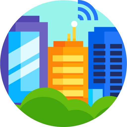 City town urban buildings icon