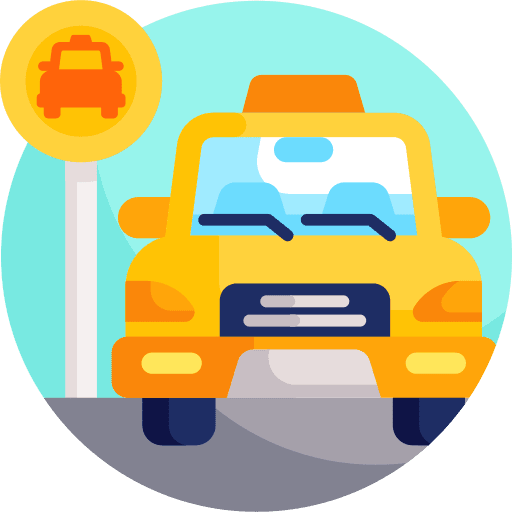 Taxi transportation automobile architecture and city icon