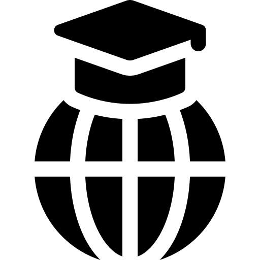 Global education mortarboard globe earth grid icon