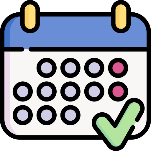 Event time and date check mark calendar icon