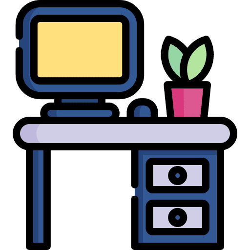 Workplace workbench furniture and household workspace icon