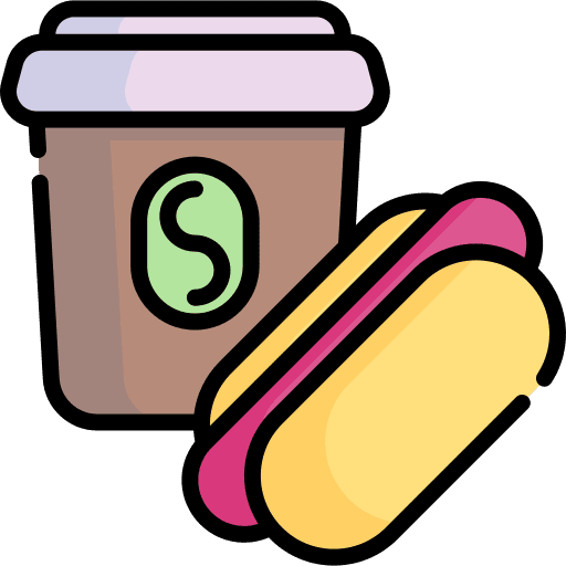 Hot dog food and restaurant drink take away icon
