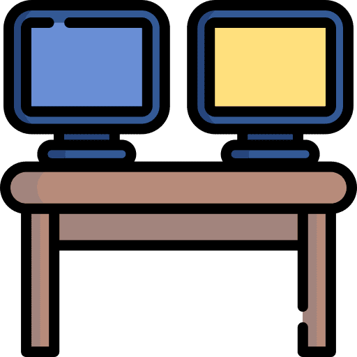 Office table monitor studio screen icon