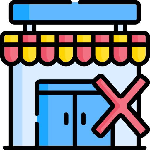 Bankruptcy commerce and shopping commerce closing icon