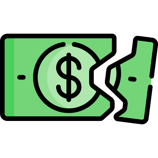 Money banknote bankruptcy dollar icon