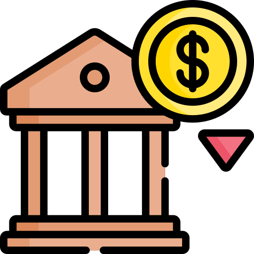 Bank bankruptcy business and finance economy icon