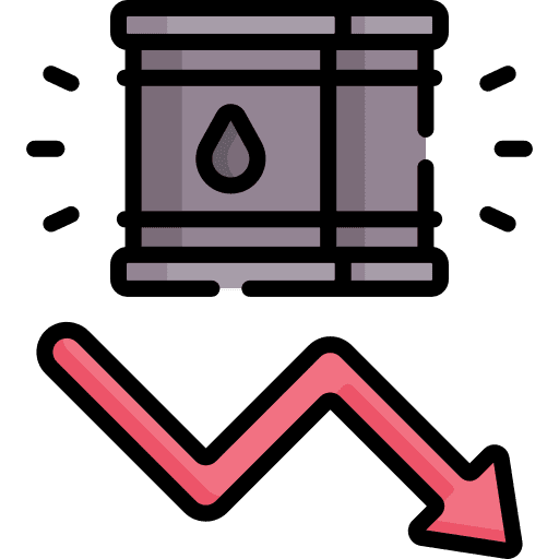 Oil down arrow oil barrel crisis icon