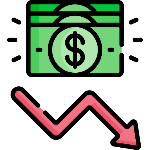 Recession lower bankruptcy bank icon