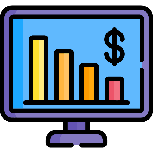 Computer reduction statistics decrease icon