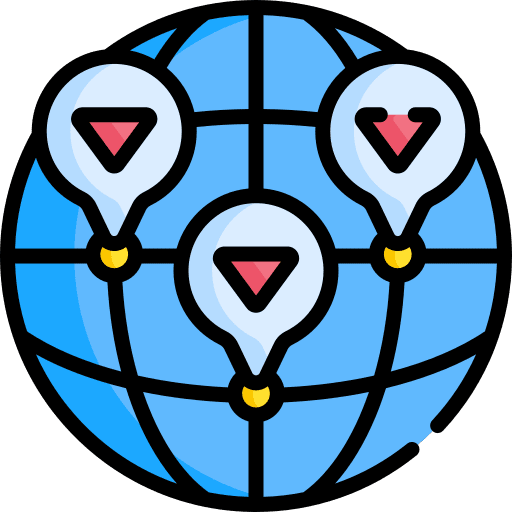 Crisis recession loss maps and location icon