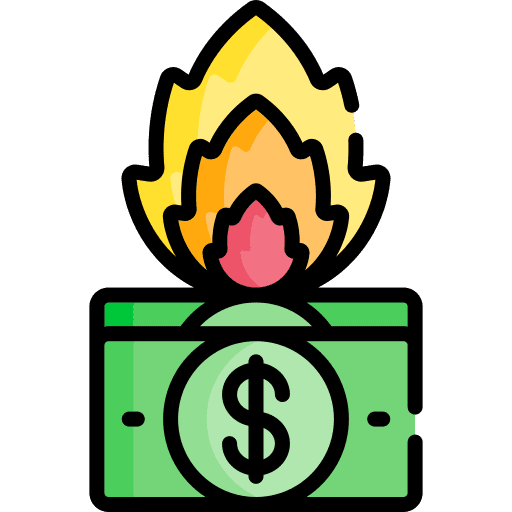 Inflation money flame recession icon